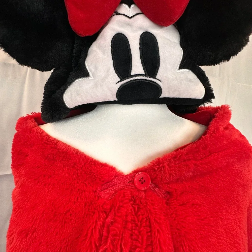 Disney Minnie Mouse Red Plush Hooded Wearable Blanket Robe with Pockets OEKO-TEX
